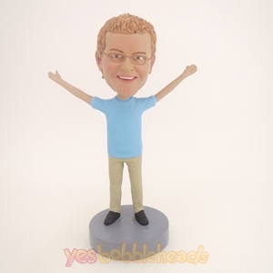 Picture of Custom Bobblehead Doll: Casual Man With Hands Up