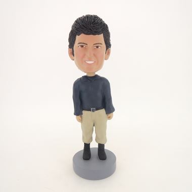 Custom Bobblehead Doll: Casual Man With Heavy Hair - Custom 