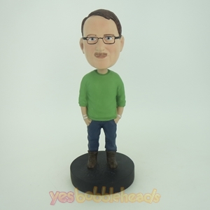 Picture of Custom Bobblehead Doll: Casual Man With His Hands In Pockets