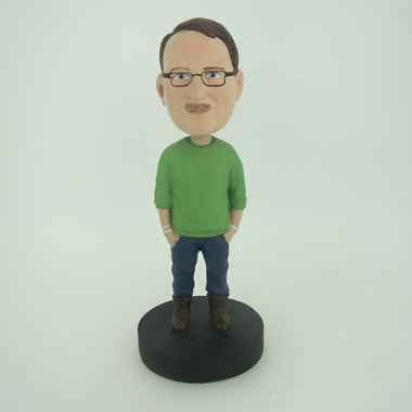 Custom Bobblehead Doll: Casual Man With His Hands In Pockets - Custom 