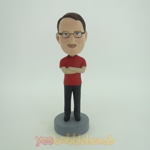 Picture of Custom Bobblehead Doll: Casual Man With Nice Red TShirt