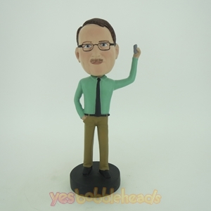 Picture of Custom Bobblehead Doll: Casual Man With Something In Left Hand Up