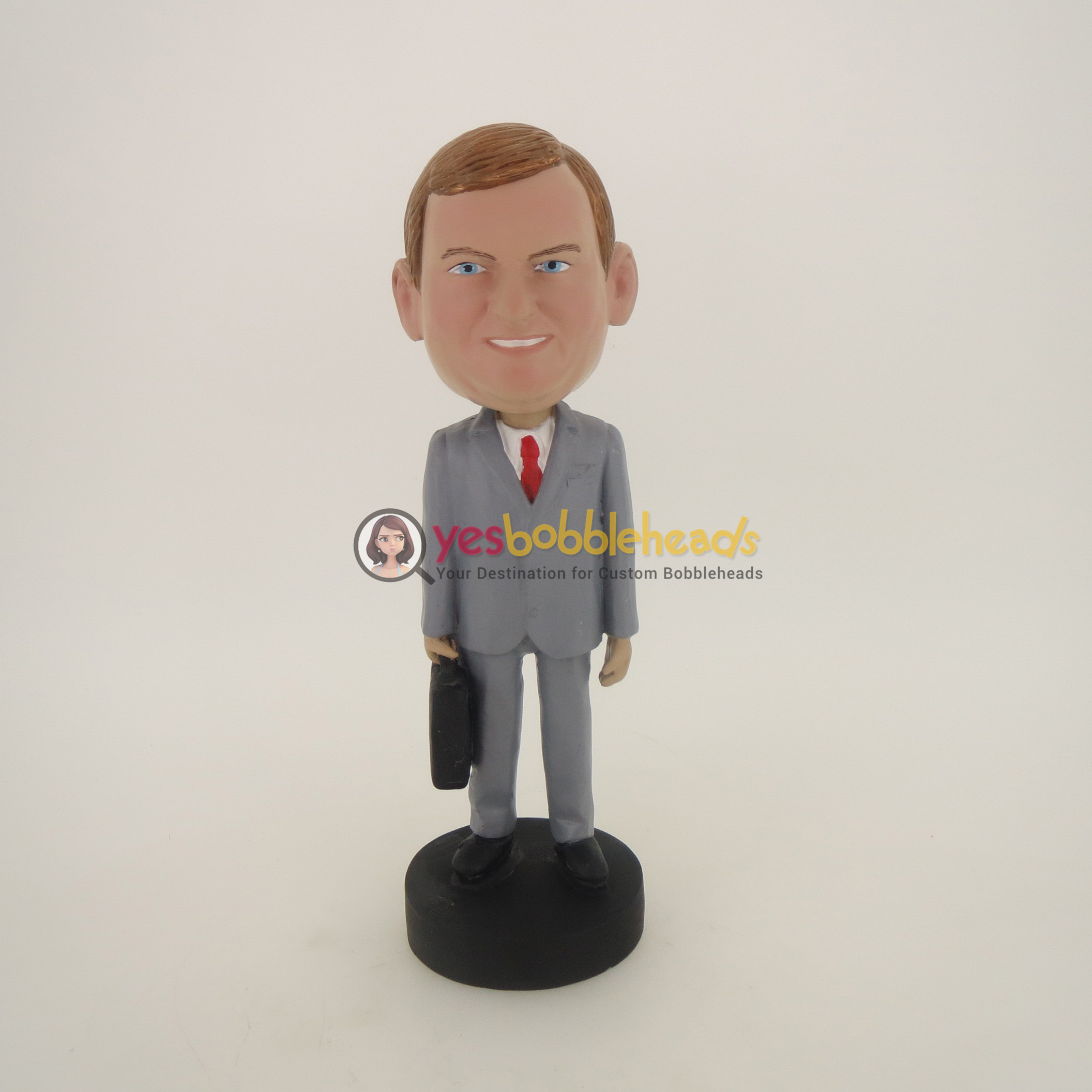 Picture of Custom Bobblehead Doll: Fatter Man In Business Suit With Suitcase