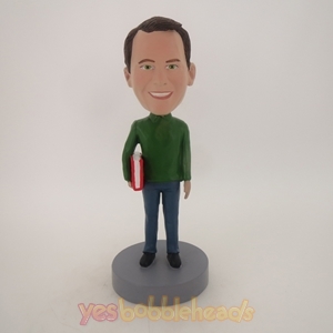 Picture of Custom Bobblehead Doll: Man Holding Big Book
