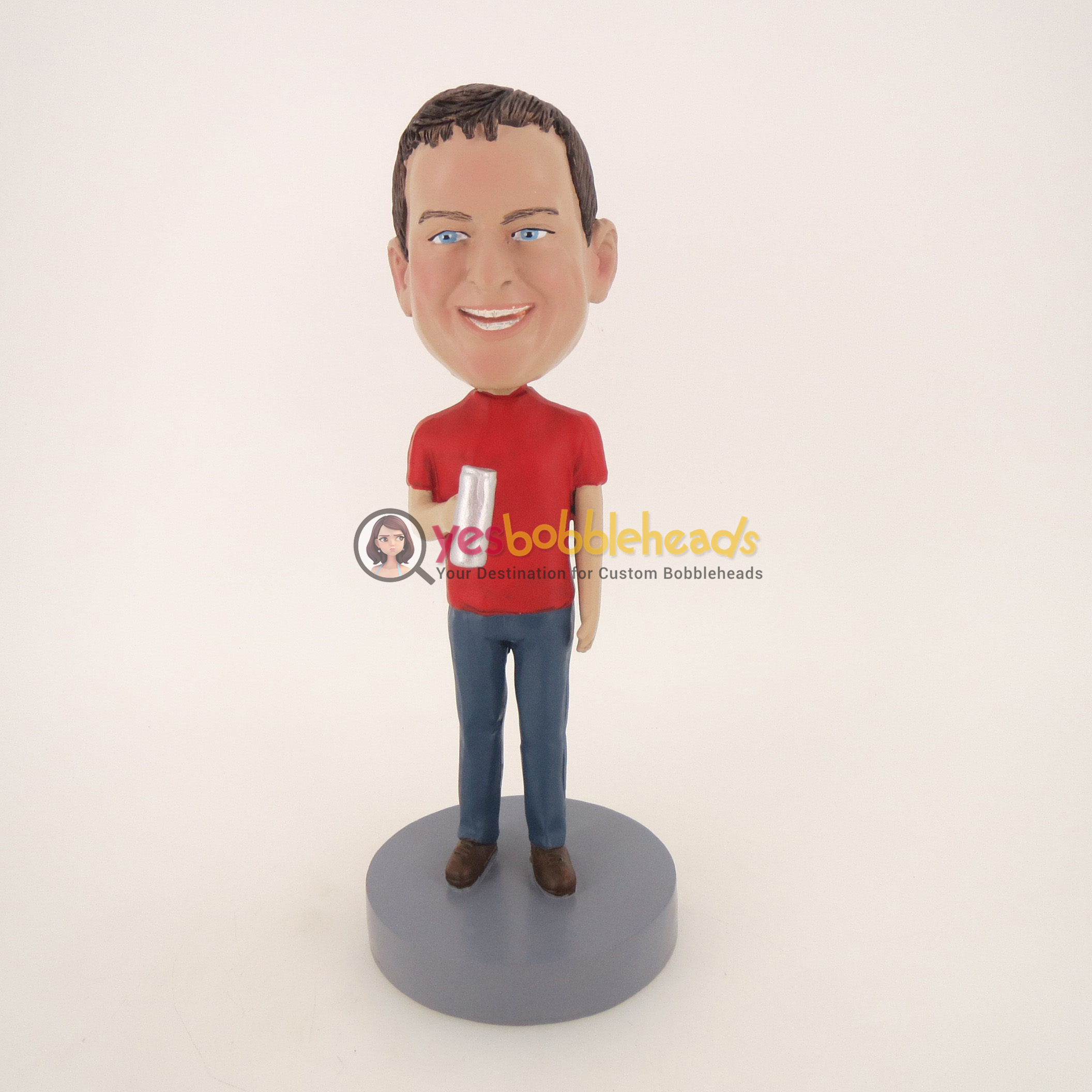 Picture of Custom Bobblehead Doll: Man Holding A Water Bottle