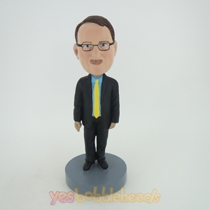 Picture of Custom Bobblehead Doll: Man In Black Suit And Yellow Tie