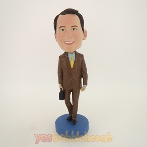 Picture of Custom Bobblehead Doll: Man In Brown Suit With Suitcase