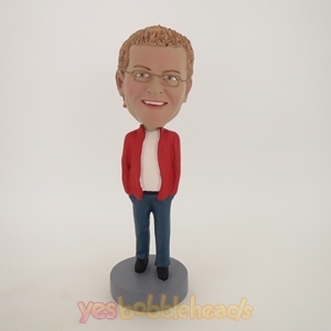 Picture of Custom Bobblehead Doll: Man In Casual Style Red Jacket