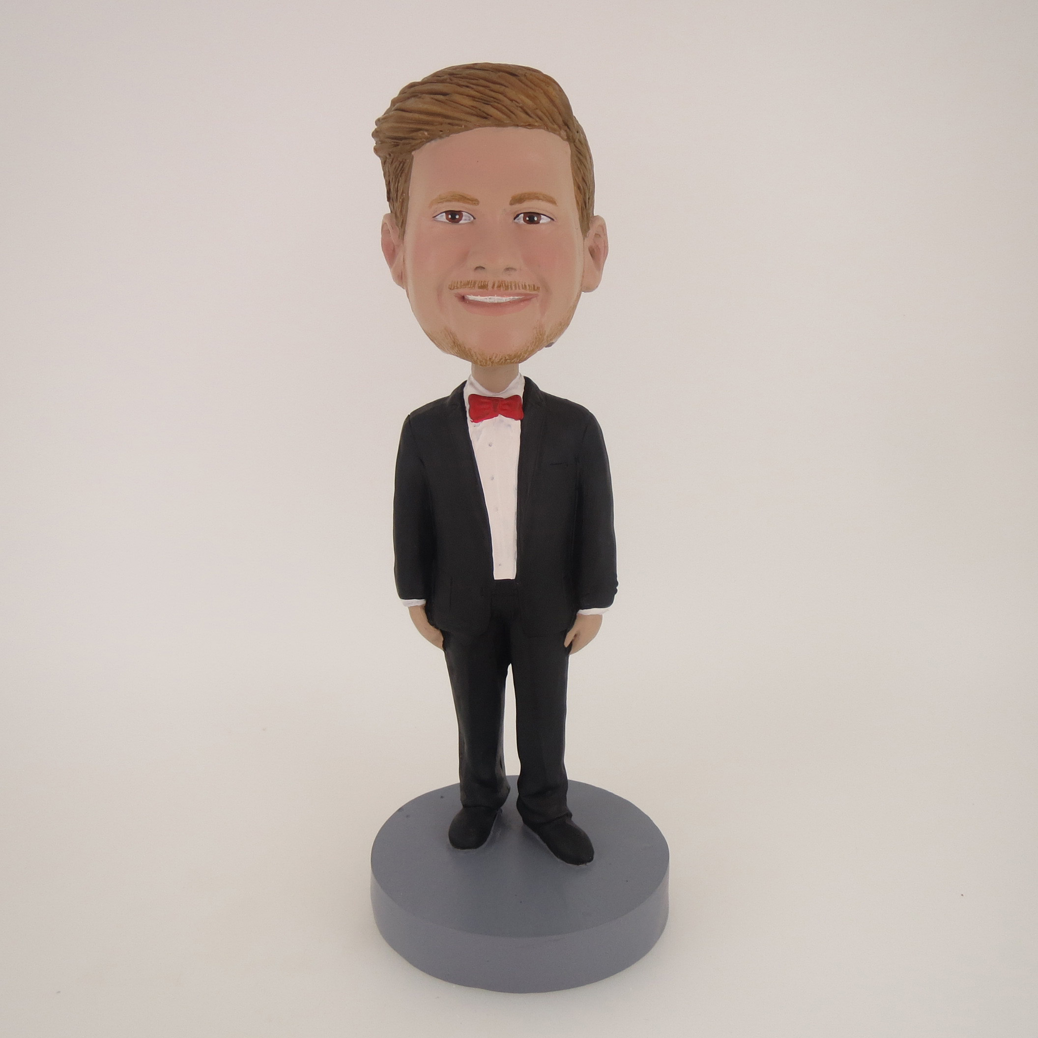 Picture of Custom Bobblehead Doll: Man In Formal Suit With Red Bow