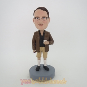 Picture of Custom Bobblehead Doll: Man In Leather Clothing With A Cup