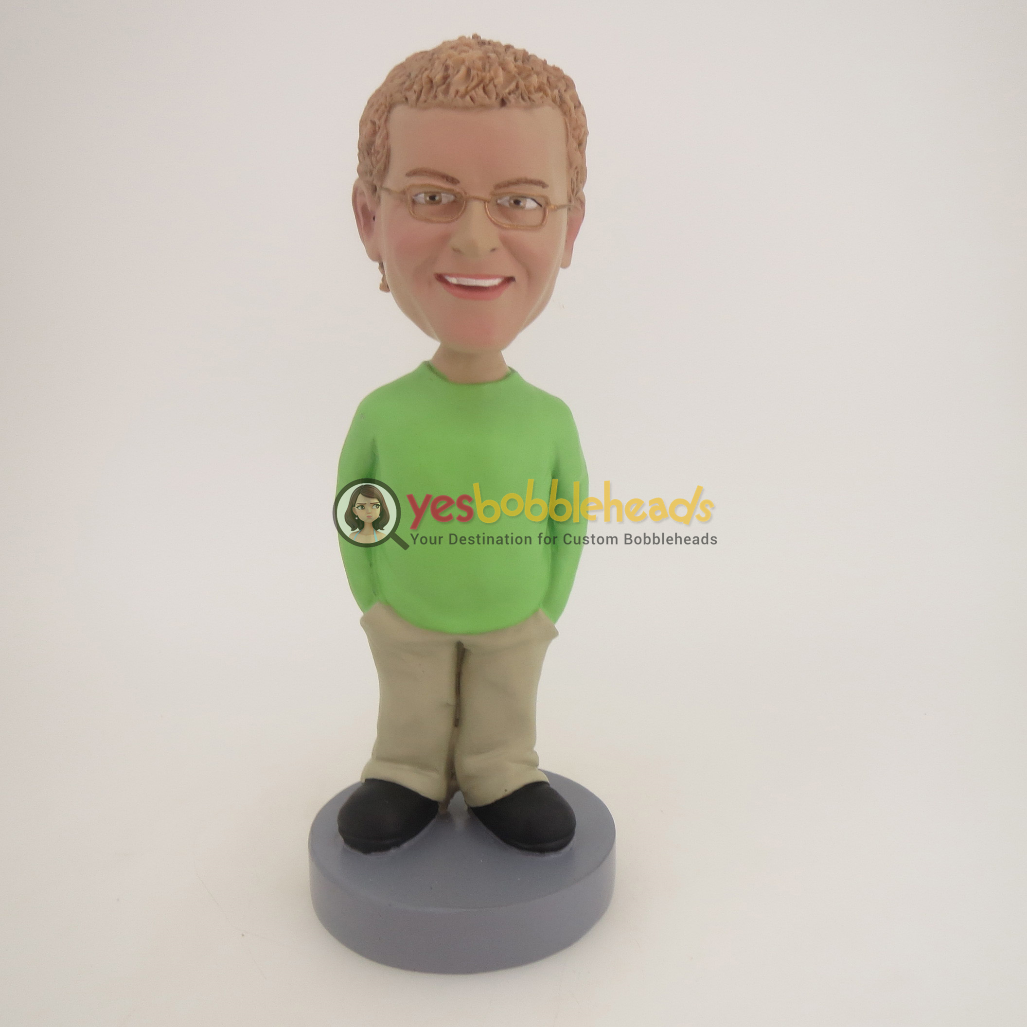 Picture of Custom Bobblehead Doll: Man In Green With Big Shoe