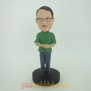Picture of Custom Bobblehead Doll: Man In Green With A Walking Sticker