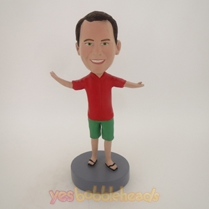 Picture of Custom Bobblehead Doll: Man In Red And Green Welcoming