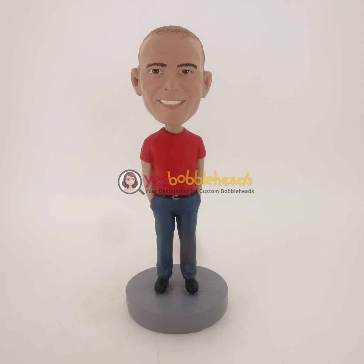Picture of Custom Bobblehead Doll: Man In Red TShirt And Blue Jeans
