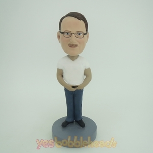Picture of Custom Bobblehead Doll: Man In White TShirt And Blue Jeans