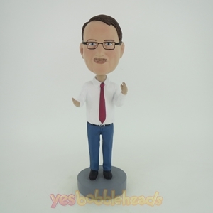 Picture of Custom Bobblehead Doll: Man In White With Red Tie