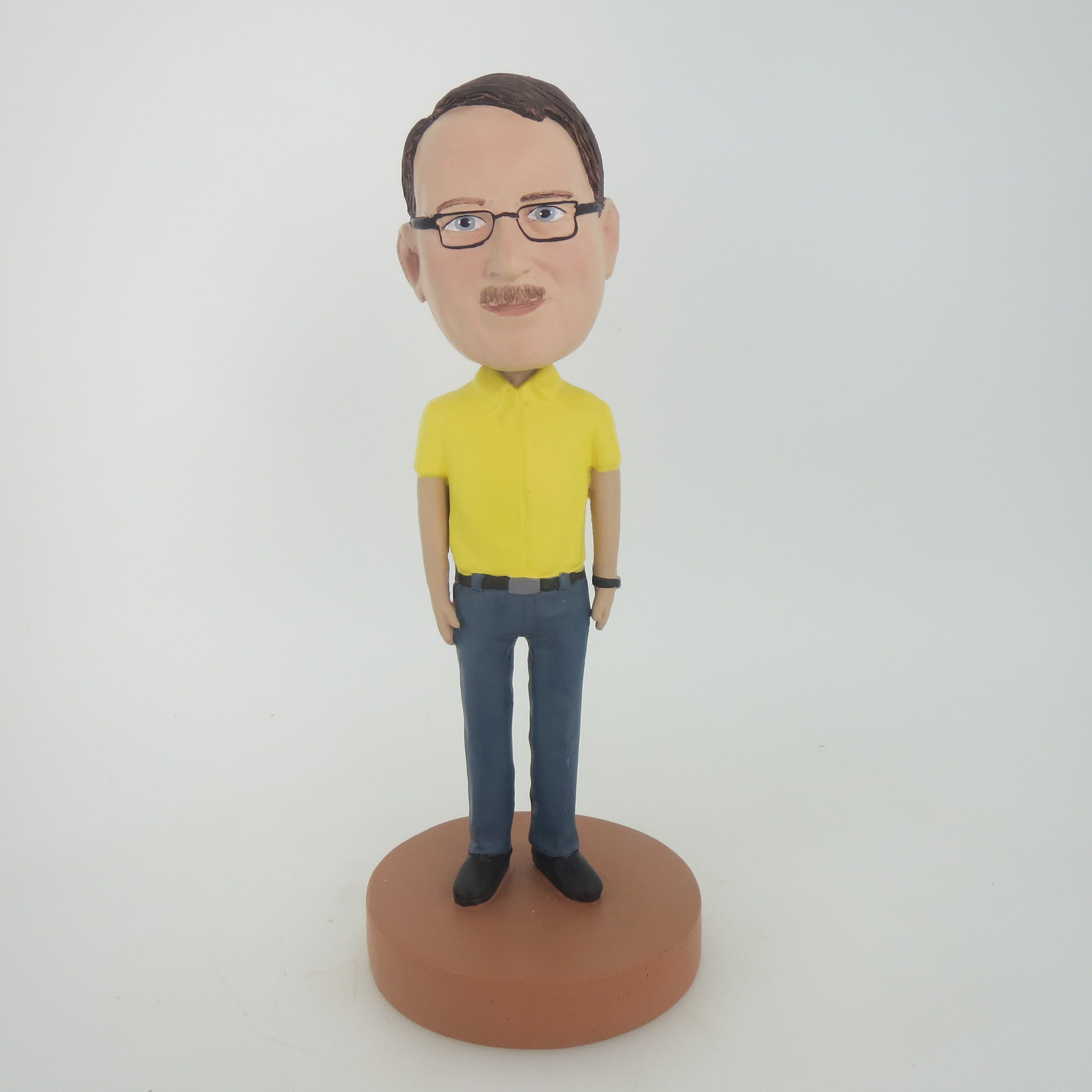 Picture of Custom Bobblehead Doll: Man In Yellow And Blue With Glass