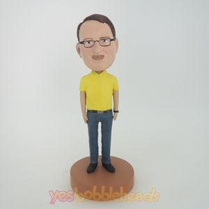 Picture of Custom Bobblehead Doll: Man In Yellow And Blue With Glass