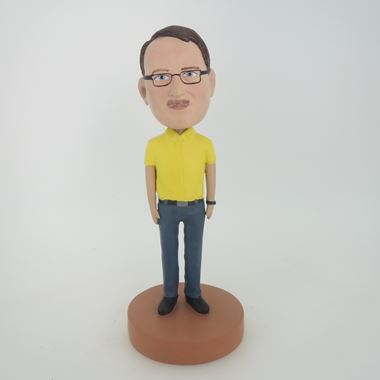 Custom Bobblehead Doll: Man In Yellow And Blue With Glass - Custom ...