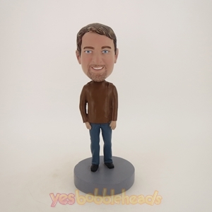 Picture of Custom Bobblehead Doll: Man With Beard In Brown Jacket
