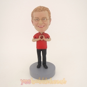 Picture of Custom Bobblehead Doll: Man With Hands In Heart Shape