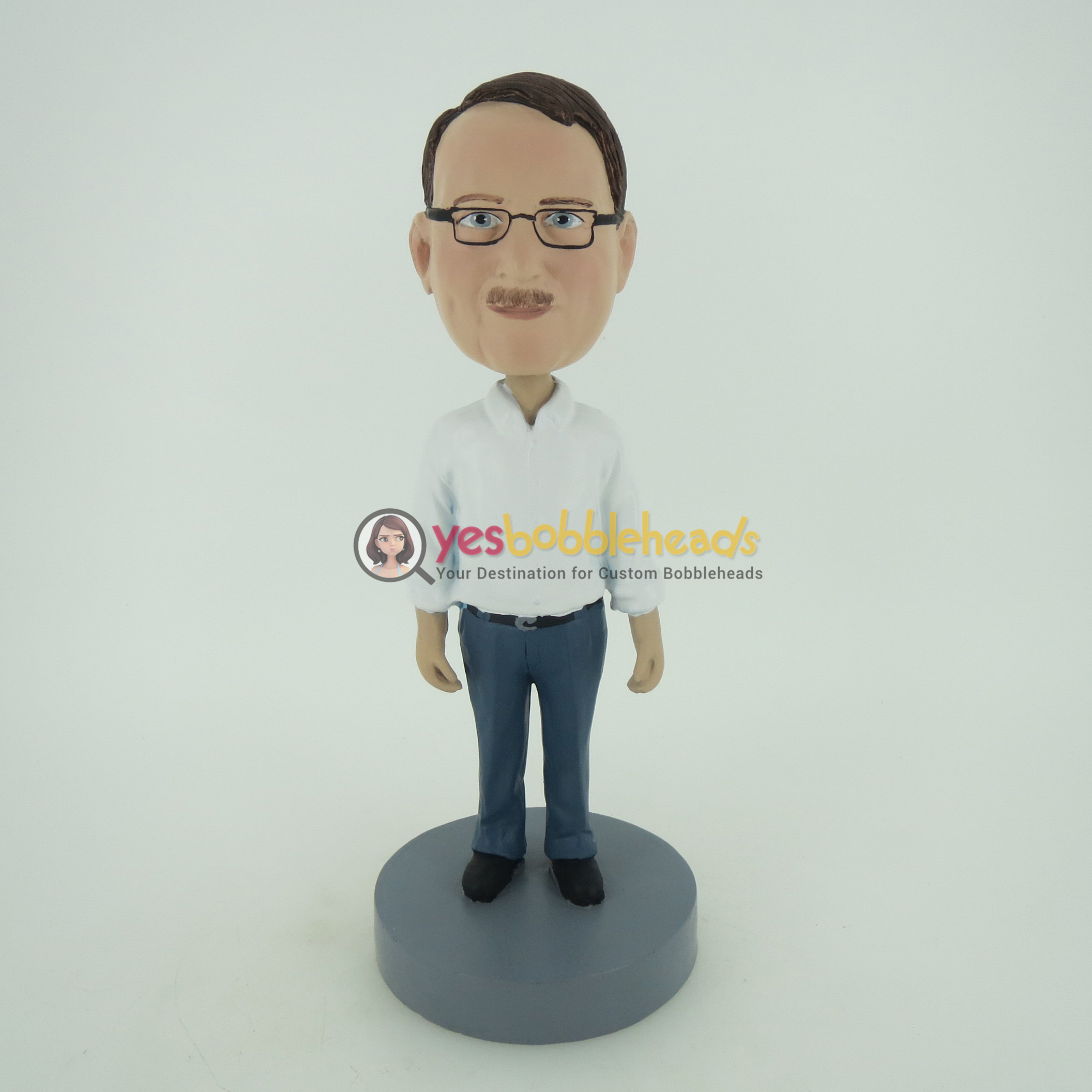 Picture of Custom Bobblehead Doll: Older Man In White And Blue