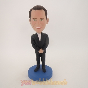 Picture of Custom Bobblehead Doll: Smiling Man In Black Suit