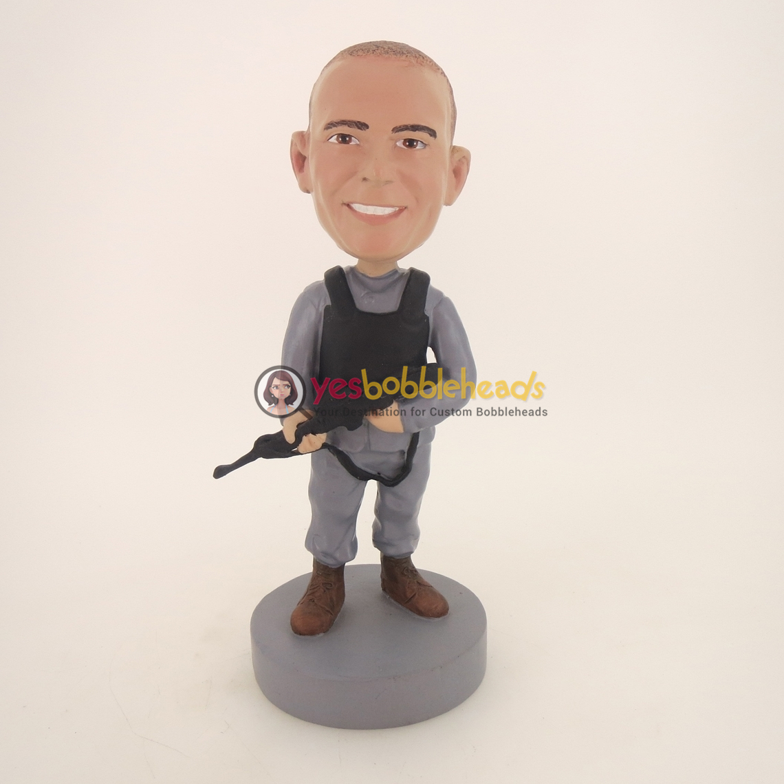 Picture of Custom Bobblehead Doll: Policeman With Machine Gun