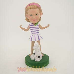 Picture of Custom Bobblehead Doll: Casual Girl With Pet