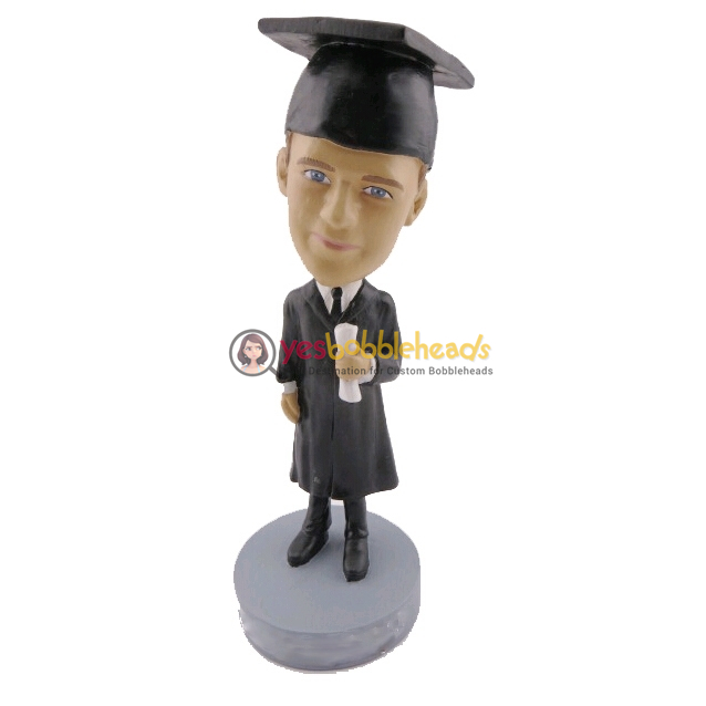 Picture of Custom Bobblehead Doll: Male Graduate Holding Degree