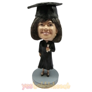 Picture of Custom Bobblehead Doll: Female Graduate Holding Degree