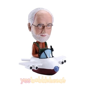 Picture of Custom Bobblehead Doll: Old Pilot Man Driving Aircraft