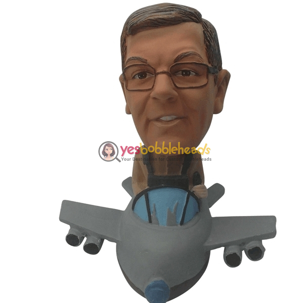 Picture of Custom Bobblehead Doll: Cool Pilot Driving Airplane