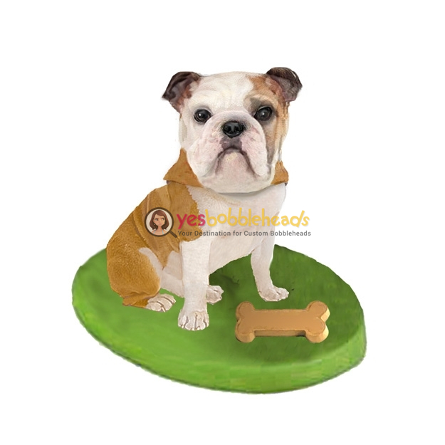 Picture of Custom Bobblehead Doll: Pet Dog Bulldog With Bone