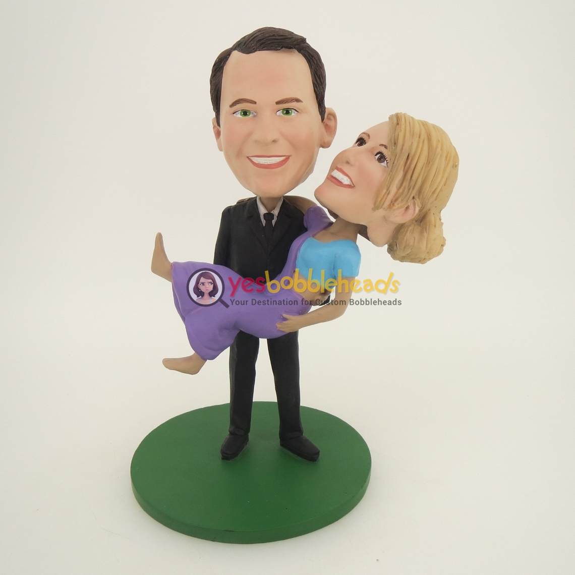 Picture of Custom Bobblehead Doll: Holding Bride High Wedding Couple
