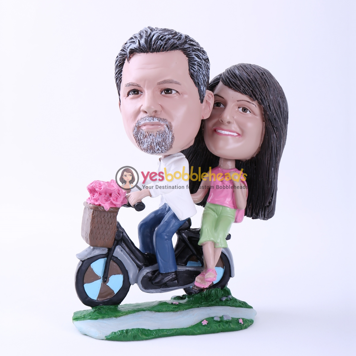 Picture of Custom Bobblehead Doll: Couple Riding A Bike