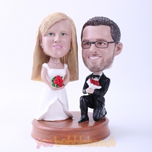 Picture of Custom Bobblehead Doll: Groom Down on One Knee to Marry