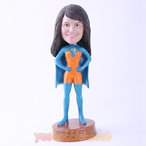 Picture of Custom Bobblehead Doll: Blue Superhero  Woman