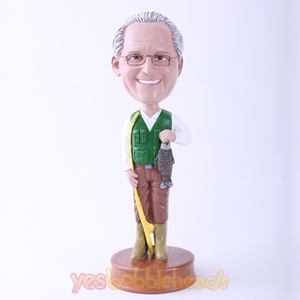 Picture of Custom Bobblehead Doll: Happy Fishing Man with Fish
