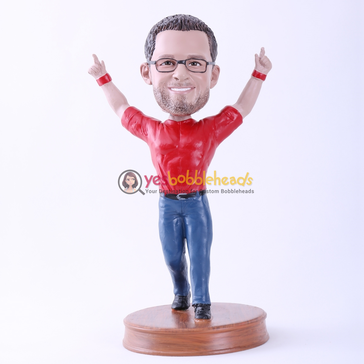 Picture of Custom Bobblehead Doll: Man Celebration Posture (About 9" Tall)