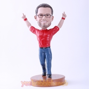 Picture of Custom Bobblehead Doll: Man Celebration Posture (About 9" Tall)