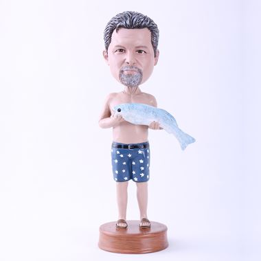 Custom Bobblehead Doll: Man Holding A Fish (About 9 Tall) - Custom  Bobbleheads - Personalized Bobbleheads from Yes Bobbleheads - Customize Now