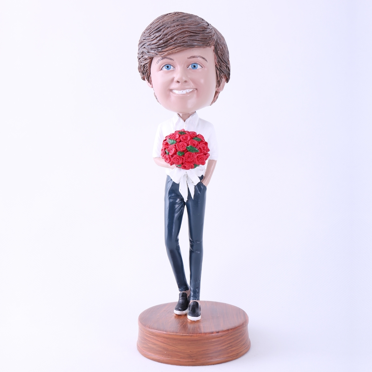 Picture of Custom Bobblehead Doll: Man with Bouquet of Roses