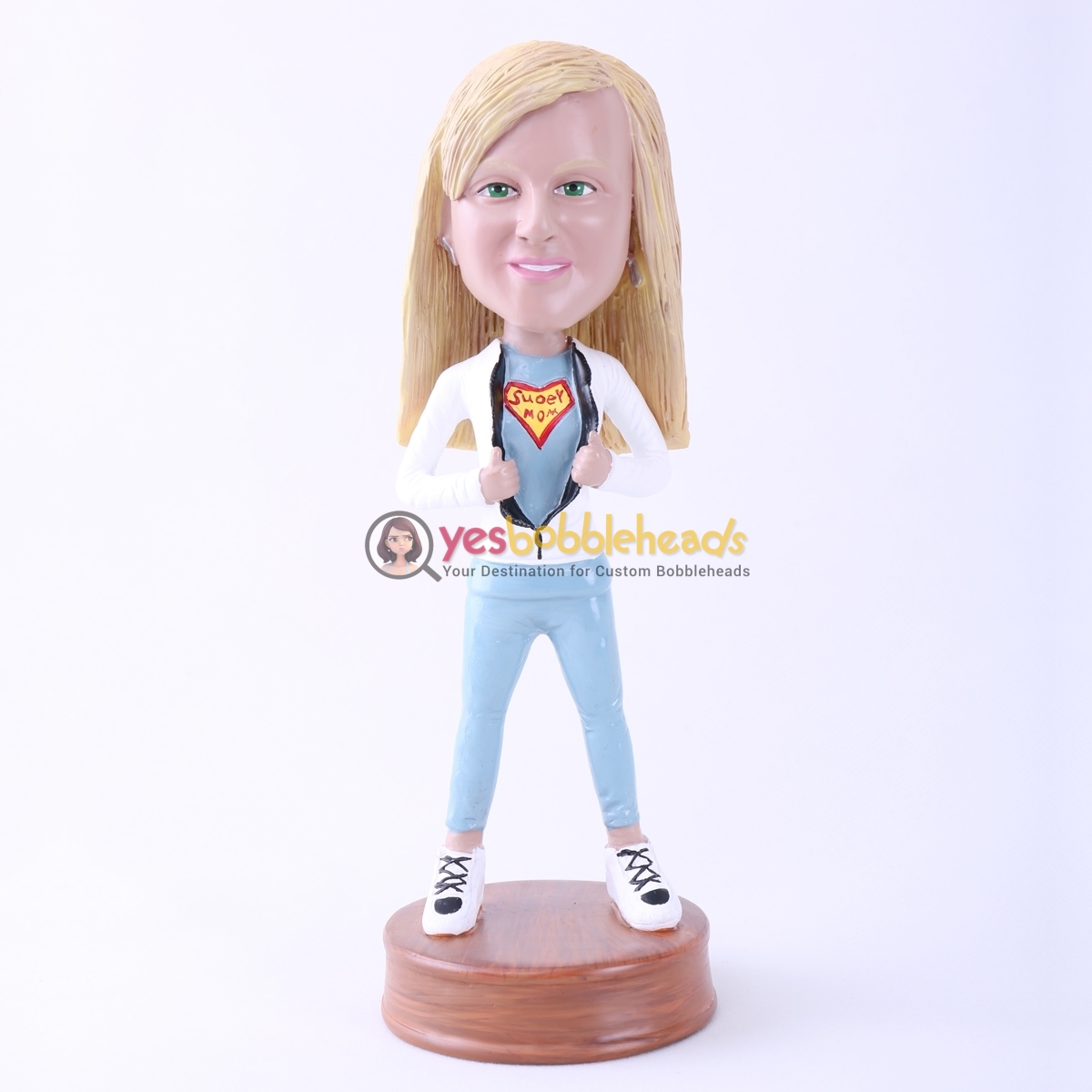 Picture of Custom Bobblehead Doll: Girl Opening Up Chest Showing Braveness