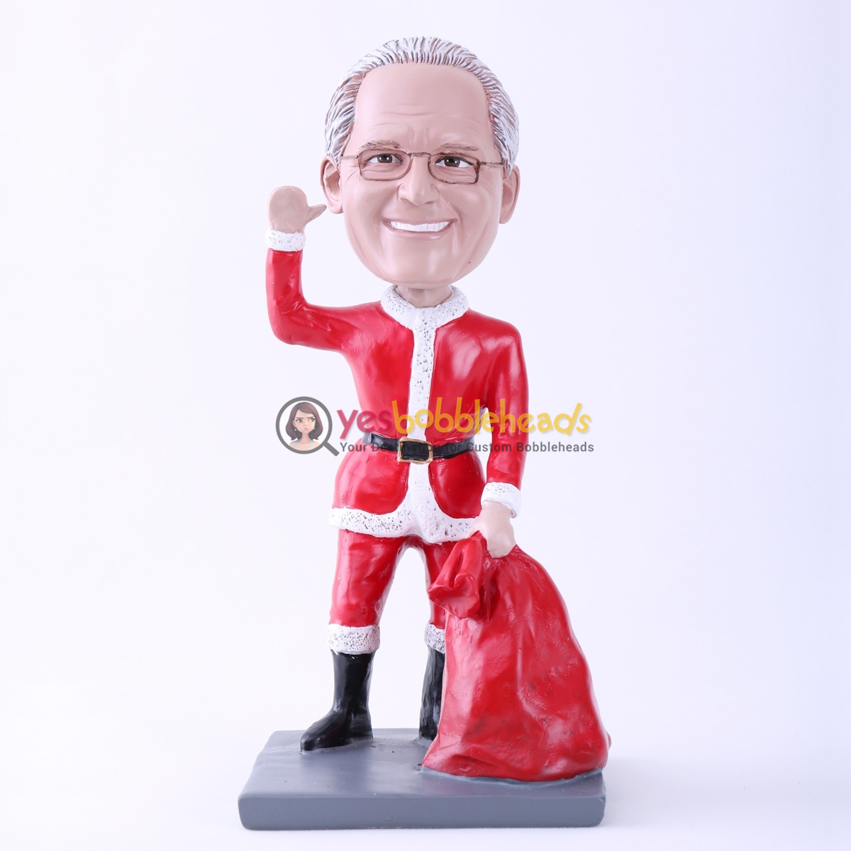 Picture of Custom Bobblehead Doll: Santa Claus Saying Hi (About 9" Tall)