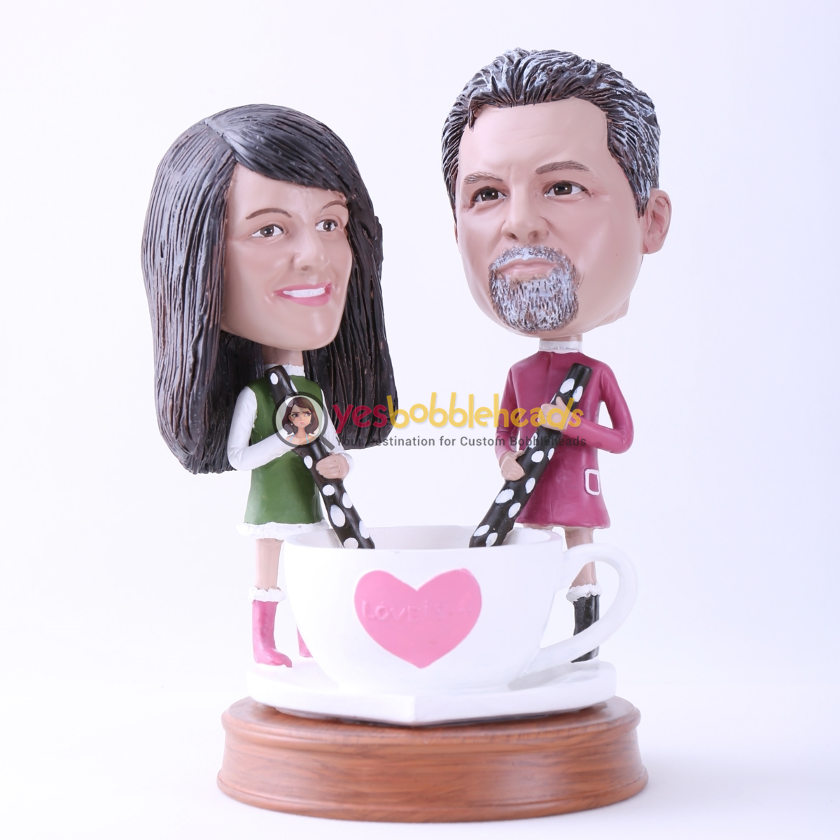 Picture of Custom Bobblehead Doll: Loving Couple with Love Cup