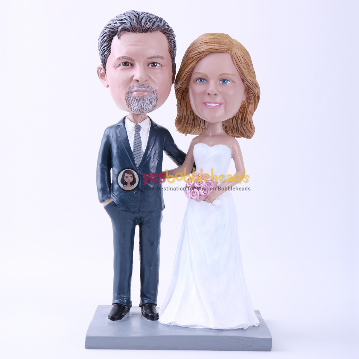 Picture of Custom Bobblehead Doll: Bride & Groom Arm in Arm