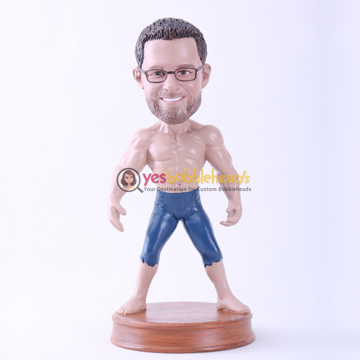 Picture of Custom Bobblehead Doll: Topless Muscle Man (About 9" Tall)