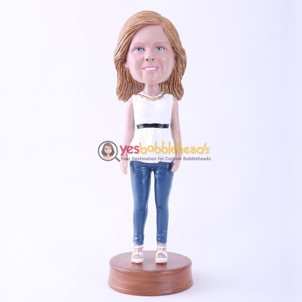 Picture of Custom Bobblehead Doll: White Clothes Casual Woman