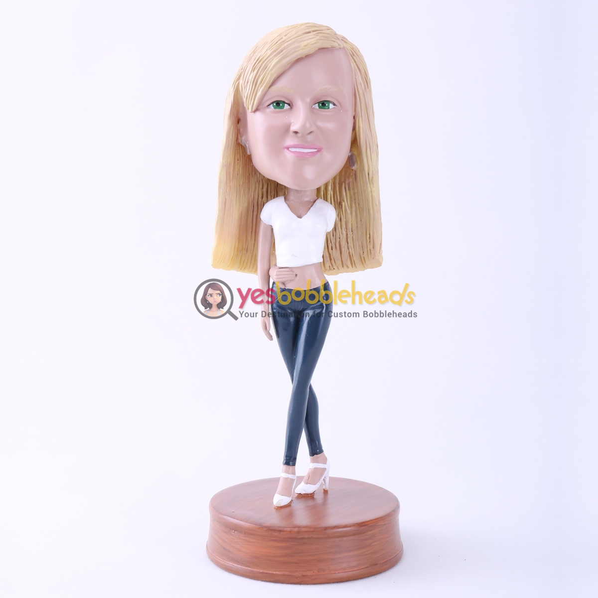 Picture of Custom Bobblehead Doll: Woman Backhand Touch Navel